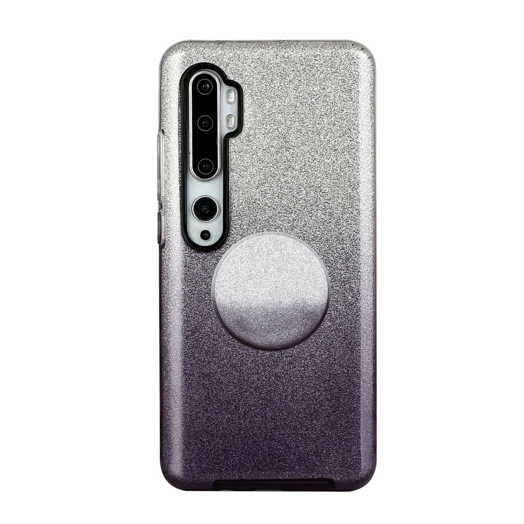 For XIAOMI CC9E/A3/10/10 PRO/K20/K20 pro Phone Case Gradient Color Glitter Powder Phone Cover with Airbag Bracket black