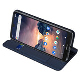 DUX DUCIS For Nokia 1.3 Leather Mobile Phone Cover Magnetic Protective Case Bracket with Cards Slot Royal blue