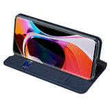 DUX DUCIS For XIAOMI 10/MI 10 Pro Fall Resistant Mobile Phone Cover Magnetic Leather Protective Case with Cards Slot Bracket Royal blue