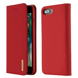DUX DUCIS For iPhone 7 Plus/8Plus Luxury Genuine Leather Magnetic Flip Cover Full Protective Case with Bracket Card Slot red