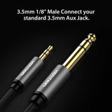 Gold Plated 3.5mm to 6.35mm Audio Cable Connecting Mobile Phone Laptop Converter Line Connectors 2M