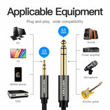 Gold Plated 3.5mm to 6.35mm Audio Cable Connecting Mobile Phone Laptop Converter Line Connectors 2M