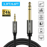 Gold Plated 3.5mm to 6.35mm Audio Cable Connecting Mobile Phone Laptop Converter Line Connectors 2M