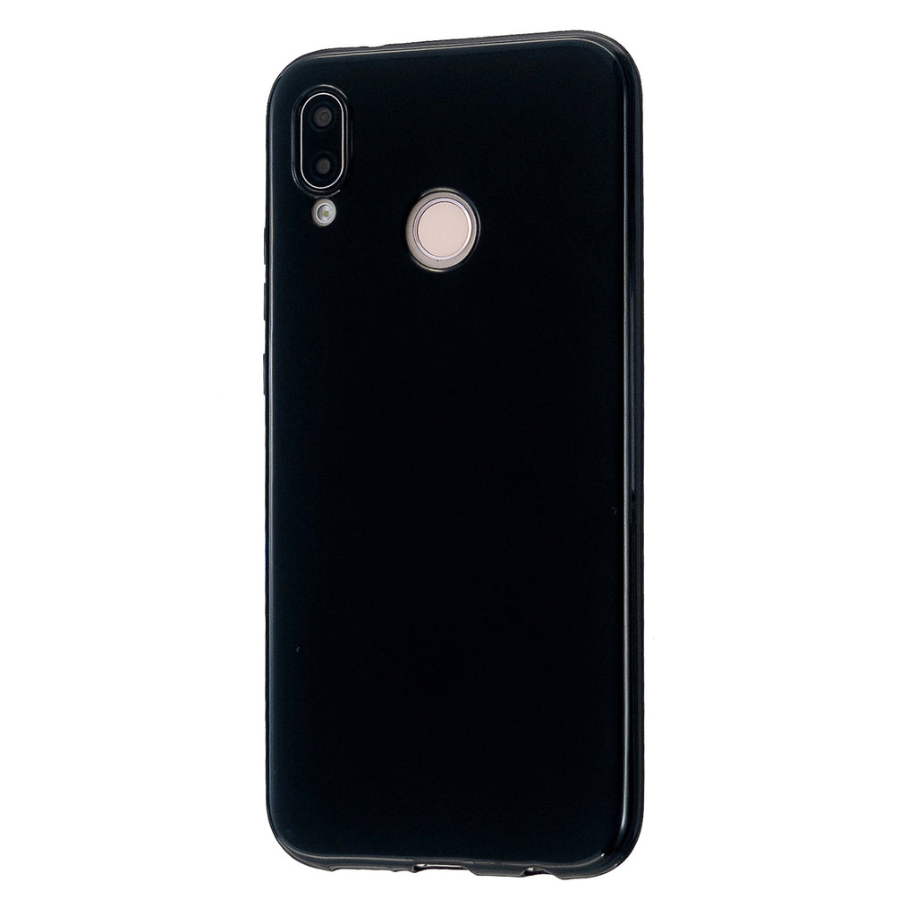 For HUAWEI P20/P20 Lite/P20 Pro Cellphone Case Simple Profile Soft TPU Phone Case Anti-Slip Smartphone Cover Bright black
