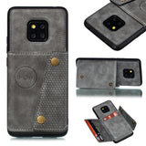 For HUAWEI MATE 20 PRO Double Buckle Non-slip Shockproof Cell Phone Case with Card Slot Bracket gray