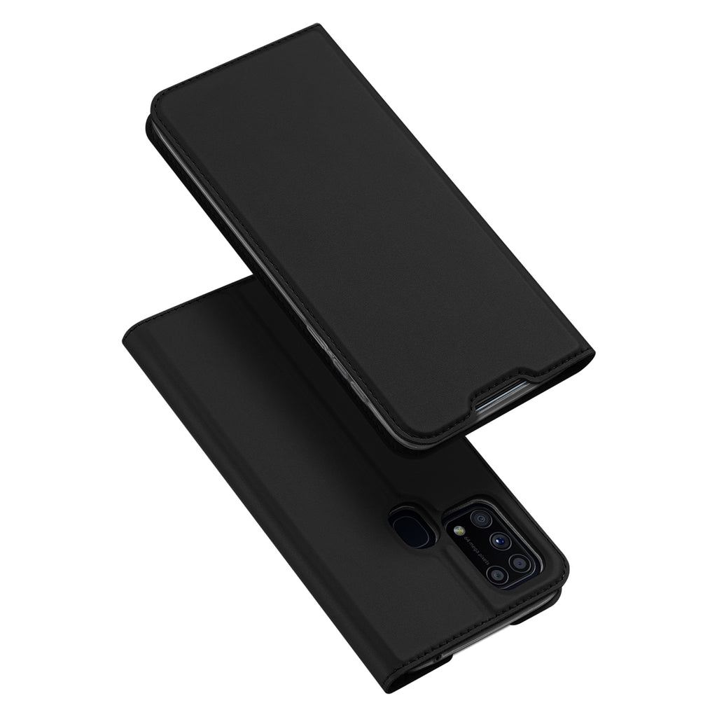 DUX DUCIS For Samsung M31 Leather Mobile Phone Cover Magnetic Protective Case Bracket with Cards Slot black