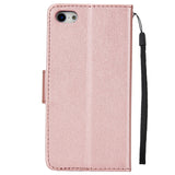 Ultra Slim PU Full Protective Cover Non-slip Shockproof Cell Phone Case with Card Slot for iPhone 5G/5S/5SE Rose gold