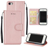 Ultra Slim PU Full Protective Cover Non-slip Shockproof Cell Phone Case with Card Slot for iPhone 5G/5S/5SE Rose gold