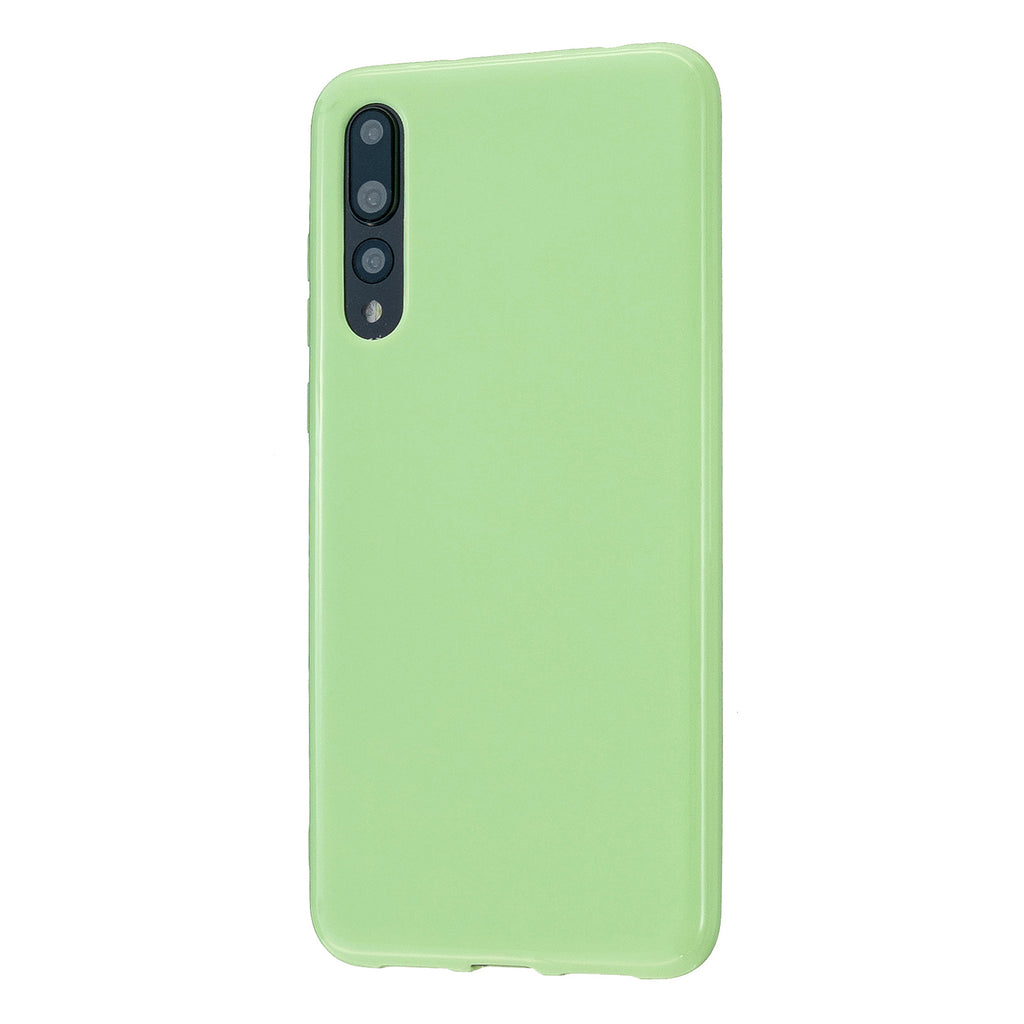 For HUAWEI P20/P20 Lite/P20 Pro Cellphone Case Simple Profile Soft TPU Phone Case Anti-Slip Smartphone Cover Fluorescent green