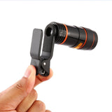 Universal Mobile Phone Lens Clip 8x Optical Zoom Telescope Lens HD Smartphone Camera Lens black