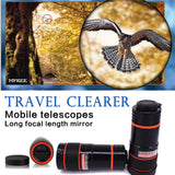 Universal Mobile Phone Lens Clip 8x Optical Zoom Telescope Lens HD Smartphone Camera Lens black