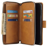 For Samsung A10/A20/A30/A50/A30S/A50S Pu Leather  Mobile Phone Cover Zipper Card Bag + Wrist Strap brown