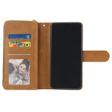 For Samsung A10/A20/A30/A50/A30S/A50S Pu Leather  Mobile Phone Cover Zipper Card Bag + Wrist Strap brown