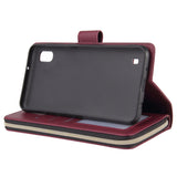 For Samsung A10/A20/A30/A50/A30S/A50S Pu Leather  Mobile Phone Cover Zipper Card Bag + Wrist Strap brown