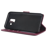 For Samsung J6 plus Flip-type Leather Protective Phone Case with 3 Card Position Buckle Design Phone Cover  Red wine