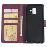 For Samsung J6 plus Flip-type Leather Protective Phone Case with 3 Card Position Buckle Design Phone Cover  Red wine