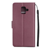 For Samsung J6 plus Flip-type Leather Protective Phone Case with 3 Card Position Buckle Design Phone Cover  Red wine