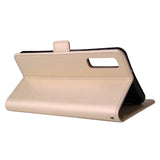 For Samsung A7 2018-A750 Solid Color PU Leather Zipper Wallet Double Buckle Protective Case with Stand & Lanyard gold