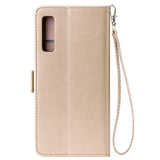 For Samsung A7 2018-A750 Solid Color PU Leather Zipper Wallet Double Buckle Protective Case with Stand & Lanyard gold