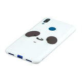 For HUAWEI Y7 2019 Cute Coloured Painted TPU Anti-scratch Non-slip Protective Cover Back Case with Lanyard white
