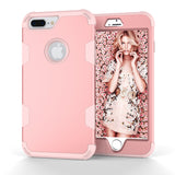 For iPhone 7 plus PC+ Silicone 2 in 1 Hit Color Tri-proof Shockproof Dustproof Anti-fall Protective Cover Back Case Rose gold