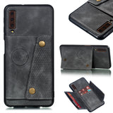 For Samsung A750/A7 2018 Double Buckle Non-slip Shockproof Cell Phone Case with Card Slot Bracket gray