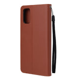 For OPPO A52/A72/A92 PU Leather Protective Phone Case with 3 Cards Slots Bracket brown