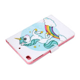 For iPad mini 1/2/3/4/5 Laptop Protective Case Frront Snap Color Painted Smart Stay PU Cover unicorn