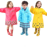 Cute Cartoon Pattern Children Rain Coat Baby Rainwear Rainsuit rose red_M code