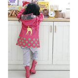 Cute Cartoon Pattern Children Rain Coat Baby Rainwear Rainsuit rose red_M code