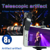 Universal Mobile Phone Lens Clip 8x Optical Zoom Telescope Lens HD Smartphone Camera Lens black
