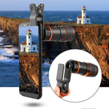 Universal Mobile Phone Lens Clip 8x Optical Zoom Telescope Lens HD Smartphone Camera Lens black