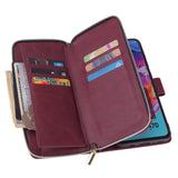 For Samsung A10/A20/A30/A50/A30S/A50S Pu Leather  Mobile Phone Cover Zipper Card Bag + Wrist Strap Red wine
