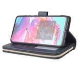 For Samsung A10/A20/A30/A50/A30S/A50S Pu Leather  Mobile Phone Cover Zipper Card Bag + Wrist Strap blue