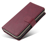 For Samsung A10/A20/A30/A50/A30S/A50S Pu Leather  Mobile Phone Cover Zipper Card Bag + Wrist Strap Red wine