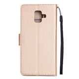 For Samsung J6 plus Flip-type Leather Protective Phone Case with 3 Card Position Buckle Design Phone Cover  Gold