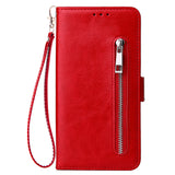 For Samsung A50 Solid Color PU Leather Zipper Wallet Double Buckle Protective Case with Stand & Lanyard blue