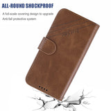 For Redmi 7A Denim Pattern Solid Color Flip Wallet PU Leather Protective Phone Case with Buckle & Bracket brown