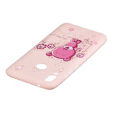 For HUAWEI Y9 2019 Cartoon Lovely Coloured Painted Soft TPU Back Cover Non-slip Shockproof Full Protective Case with Lanyard Light pink