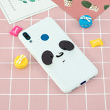 For HUAWEI Y7 2019 Cute Coloured Painted TPU Anti-scratch Non-slip Protective Cover Back Case with Lanyard white