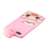 For HUAWEI Y5 2018 3D Cute Coloured Painted Animal TPU Anti-scratch Non-slip Protective Cover Back Case Rose red