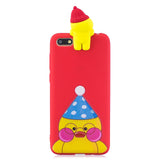For HUAWEI Y5 2018 3D Cute Coloured Painted Animal TPU Anti-scratch Non-slip Protective Cover Back Case red