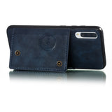 For Samsung A70 Double Buckle Non-slip Shockproof Cell Phone Case with Card Slot Bracket blue