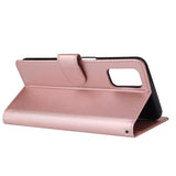 For OPPO A52/A72/A92 PU Leather Protective Phone Case with 3 Cards Slots Bracket Rose gold
