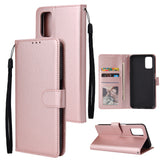 For OPPO A52/A72/A92 PU Leather Protective Phone Case with 3 Cards Slots Bracket Rose gold