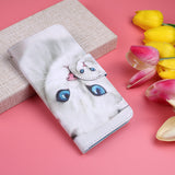 For Samsung A10S/A20S Smartphone Case PU Leather Phone Shell Lovely Cartoon Pattern Card Slots Overall Protection Blue eyes cat