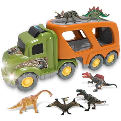 (ABC) Car Truck Toy for children 3 to 6 Years Old, Dinosaur Transport Truck Including T-Rex, Pterodactyl, Brachiosaurus (DNSOA)