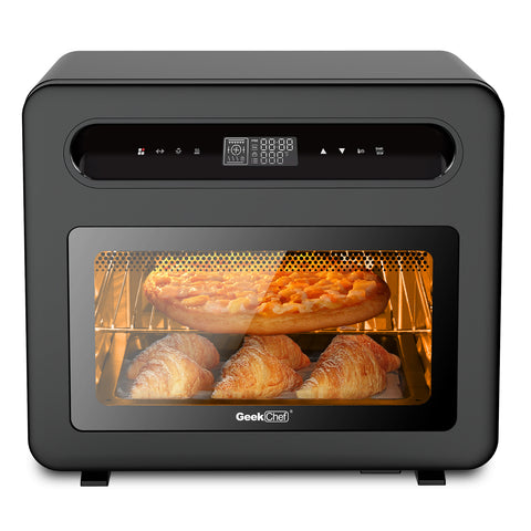 Geek Chef Steam Air Fryer Toast Oven Combo , 26 QT Steam Convection Oven, Black Stainless Steel
