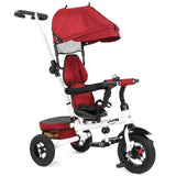 Kids Tricycle，Kids Folding Steer Stroller with Rotatable Seat, Adjustable Push Handle & Canopy, Safety Harness, Storage Bag
