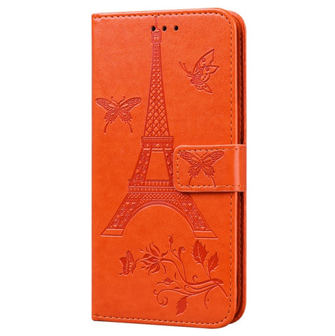 For iPhone12 iPhone12Pro 6.1 Inches Leather Case Flip Cover Card Slots Stand Bag Orange